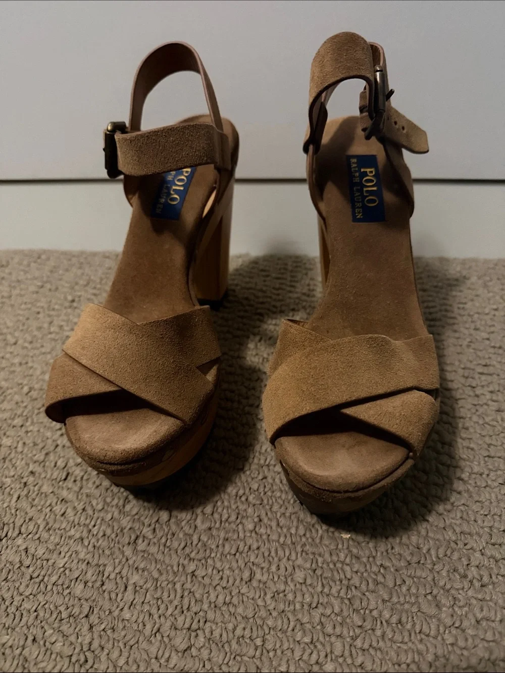 Polo by Ralph Lauren Brown Suede Platform Sandals - Picture 2 of 7